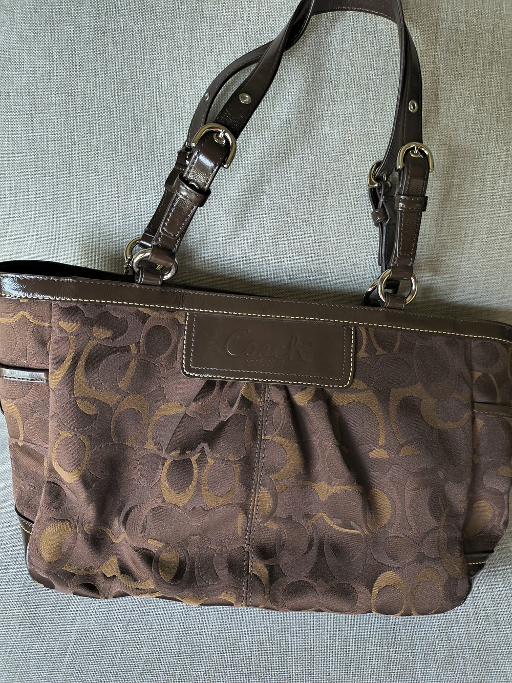 Coach Brown Signature Monogram Shoulder Purse
